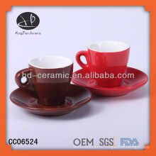 Steingut Material Kaffeetasse und Untertasse, Keramik Tasse und Untertasse mit Logo, Kaffeetasse